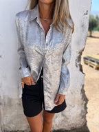 Casual Suede Fashionable Lapel Shirt - Eliza-Warszawa