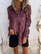 Casual Suede Fashionable Lapel Shirt - Eliza-Warszawa