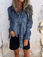 Casual Suede Fashionable Lapel Shirt - Eliza-Warszawa