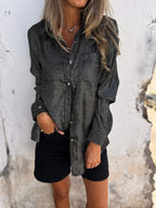 Casual Suede Fashionable Lapel Shirt - Eliza-Warszawa