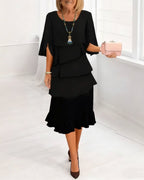 Charlotte | Elegant A-Line Midi Dress with Split Sleeves - Eliza-Warszawa