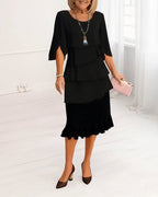 Charlotte | Elegant A-Line Midi Dress with Split Sleeves - Eliza-Warszawa