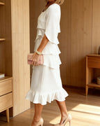 Charlotte | Elegant A-Line Midi Dress with Split Sleeves - Eliza-Warszawa