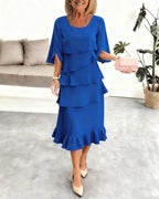 Charlotte | Elegant A-Line Midi Dress with Split Sleeves - Eliza-Warszawa