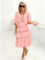 Charlotte | Elegant A-Line Midi Dress with Split Sleeves - Eliza-Warszawa