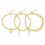 Charming Gold Pearl Bracelet Set