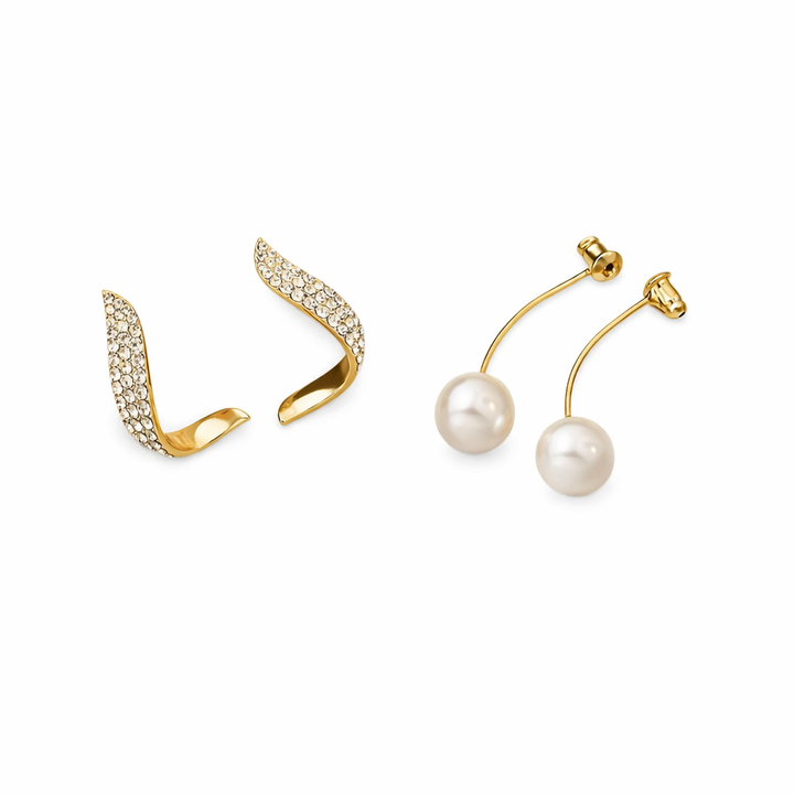 Chic Gold Pearl Drop Earrings