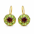 Chic Green and Red Crystal Round Earrings