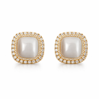 Chic Square Opal and CZ Crystal Stud Earrings