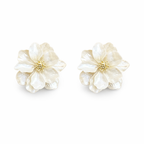 Chic White Acrylic Flower Stud Earrings