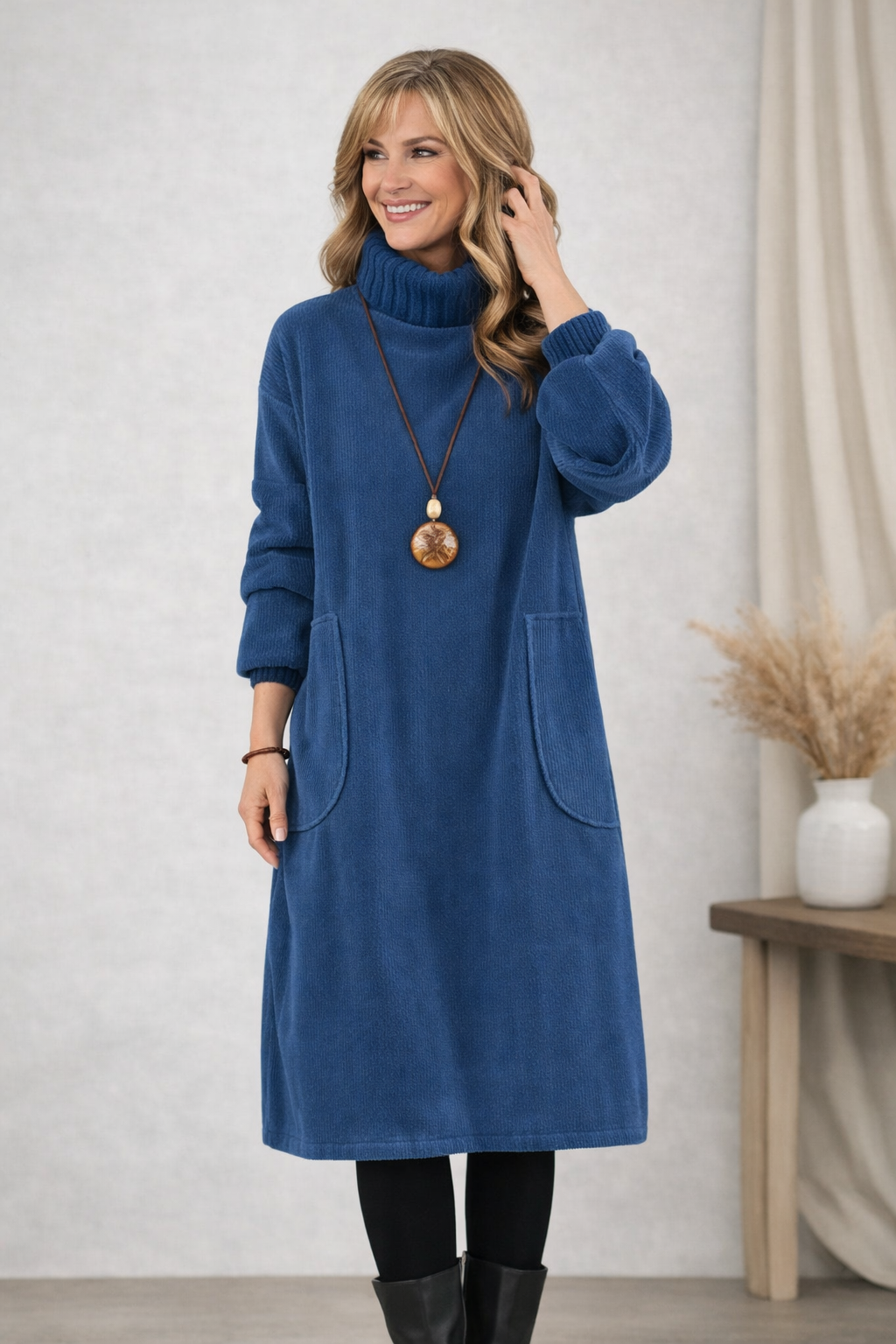 Clara | Elegant Turtleneck Midi Sweater Dress - Eliza-Warszawa