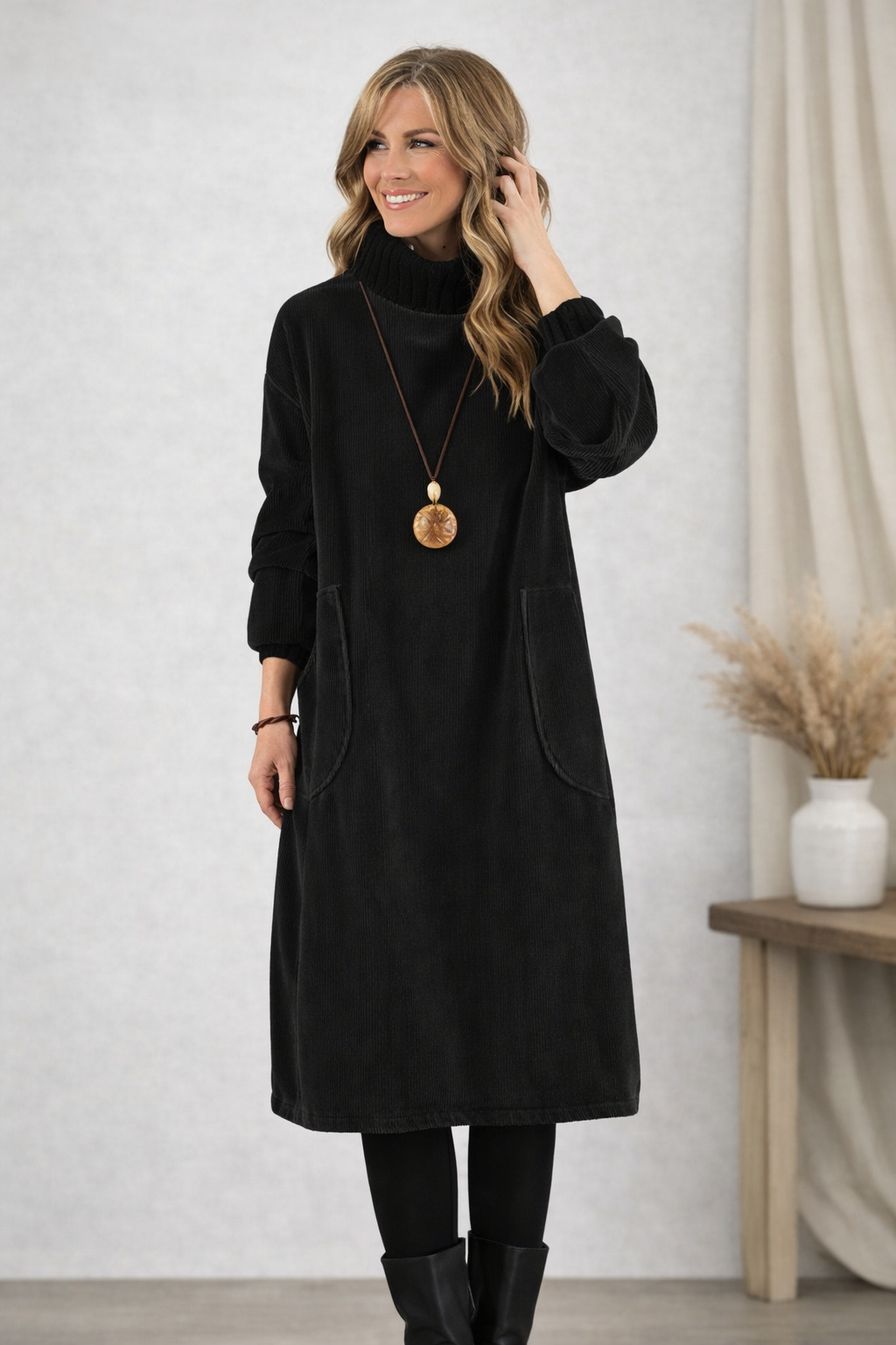 Clara | Elegant Turtleneck Midi Sweater Dress - Eliza-Warszawa