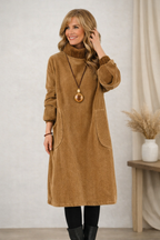 Clara | Elegant Turtleneck Midi Sweater Dress - Eliza-Warszawa