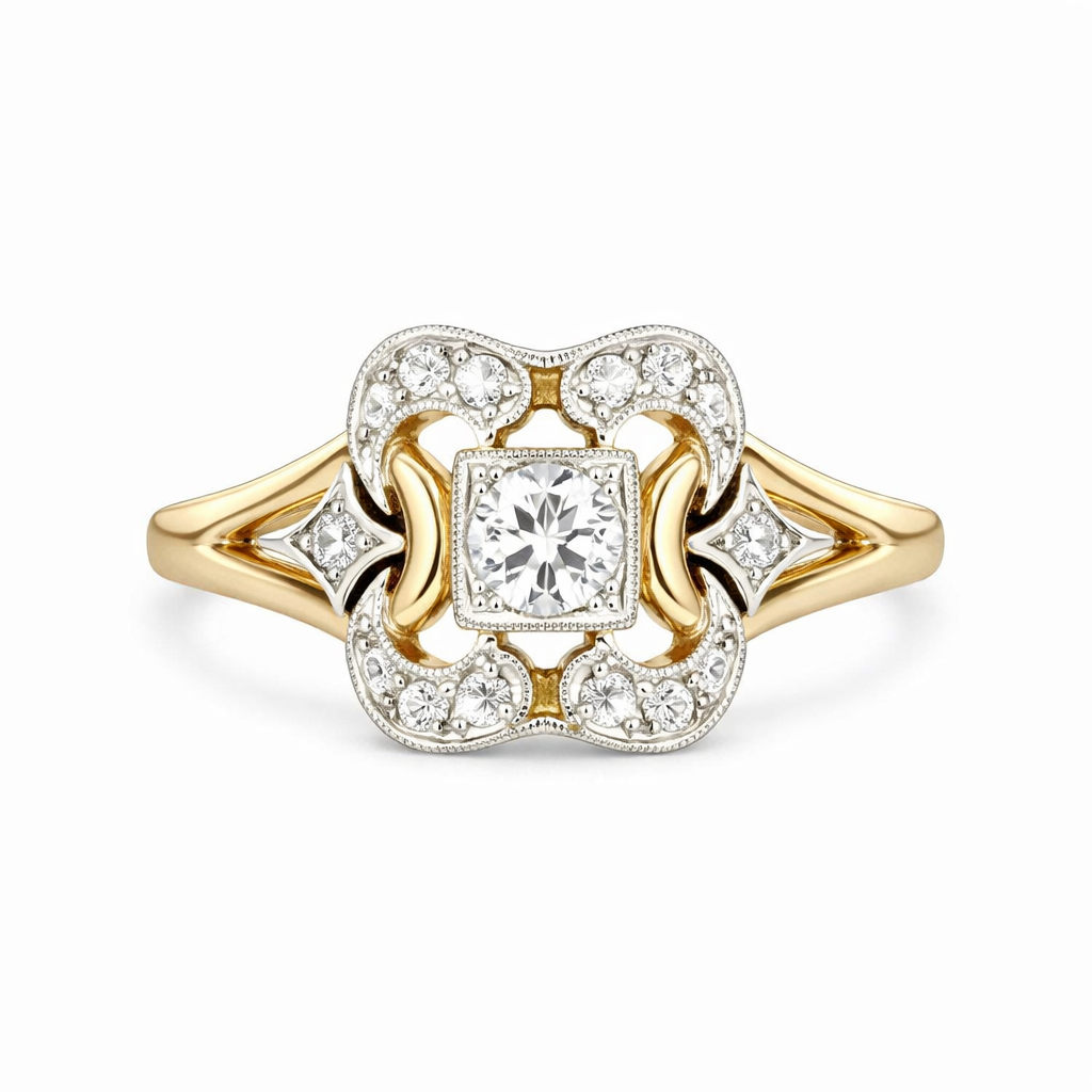 Classic Gold Ring Featuring Vintage Zirconia