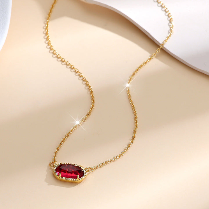 Classic Oval Ruby Necklace | Gold - Eliza-Warszawa