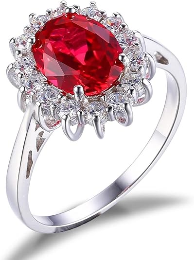 Classic Ruby Halo Ring | White Gold - Eliza-Warszawa