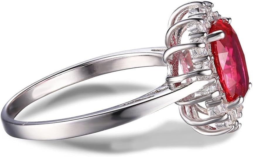 Classic Ruby Halo Ring | White Gold - Eliza-Warszawa