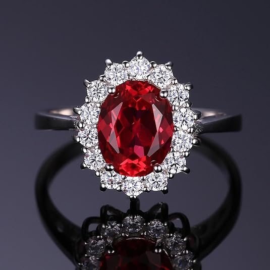 Classic Ruby Halo Ring | White Gold - Eliza-Warszawa