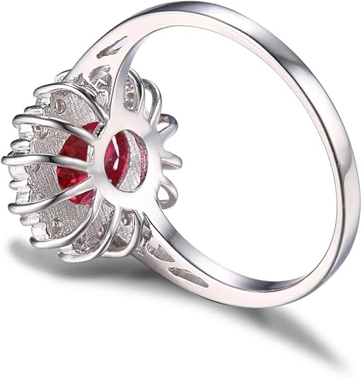 Classic Ruby Halo Ring | White Gold - Eliza-Warszawa