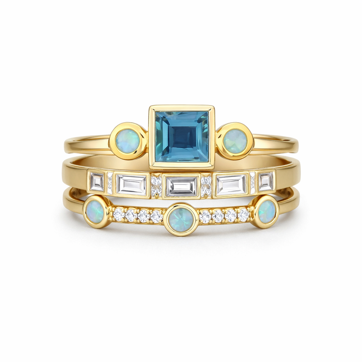 Classic Vintage Crystal Ring Set