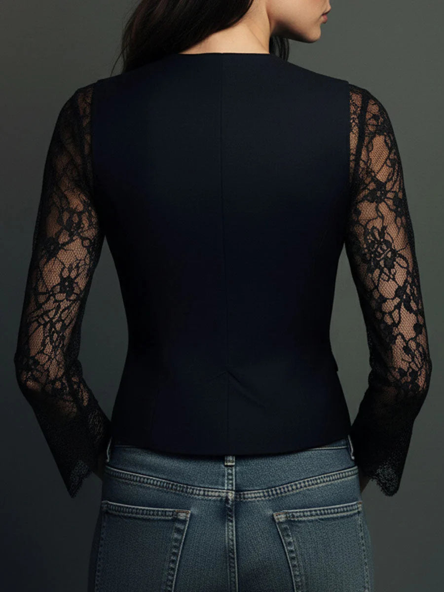 Claudia | Elegant blazer with lace - Eliza-Warszawa