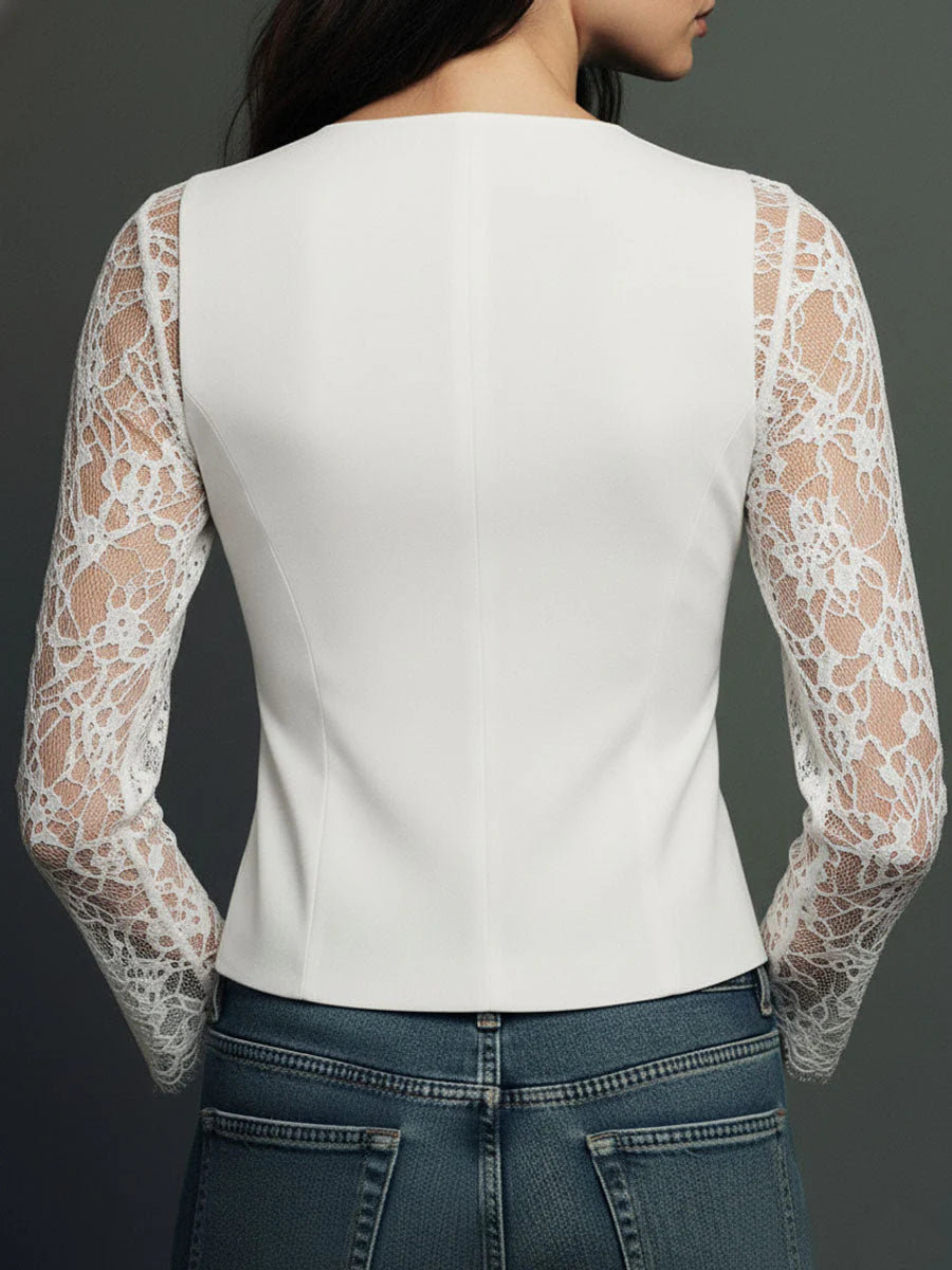 Claudia | Elegant blazer with lace - Eliza-Warszawa