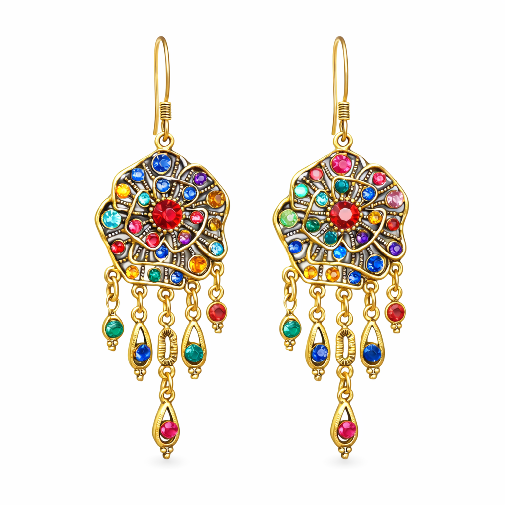 Colorful Mandala Vintage Earrings