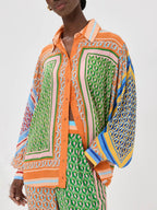 Colorful Unique Print Balloon Sleeve Button Loose Shirt - Eliza-Warszawa