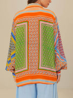 Colorful Unique Print Balloon Sleeve Button Loose Shirt - Eliza-Warszawa