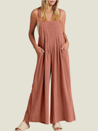 Comfortable Solid Button-Strap Relaxed Jumpsuit - Eliza-Warszawa