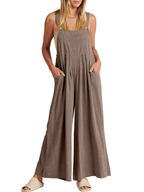 Comfortable Solid Button-Strap Relaxed Jumpsuit - Eliza-Warszawa