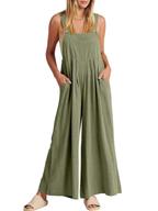 Comfortable Solid Button-Strap Relaxed Jumpsuit - Eliza-Warszawa