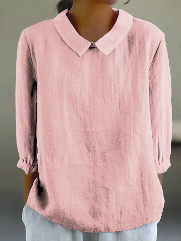 Cotton and Linen 3/4 Sleeve Shirt - Eliza-Warszawa