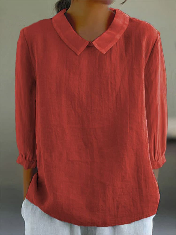 Cotton and Linen 3/4 Sleeve Shirt - Eliza-Warszawa