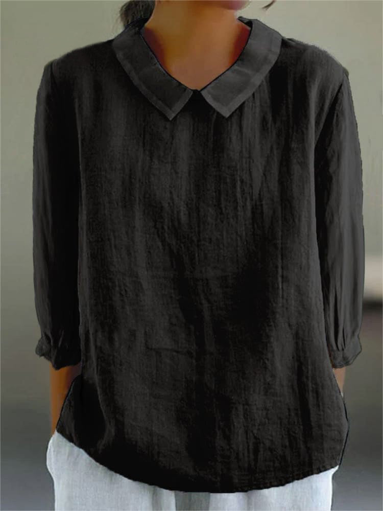 Cotton and Linen 3/4 Sleeve Shirt - Eliza-Warszawa
