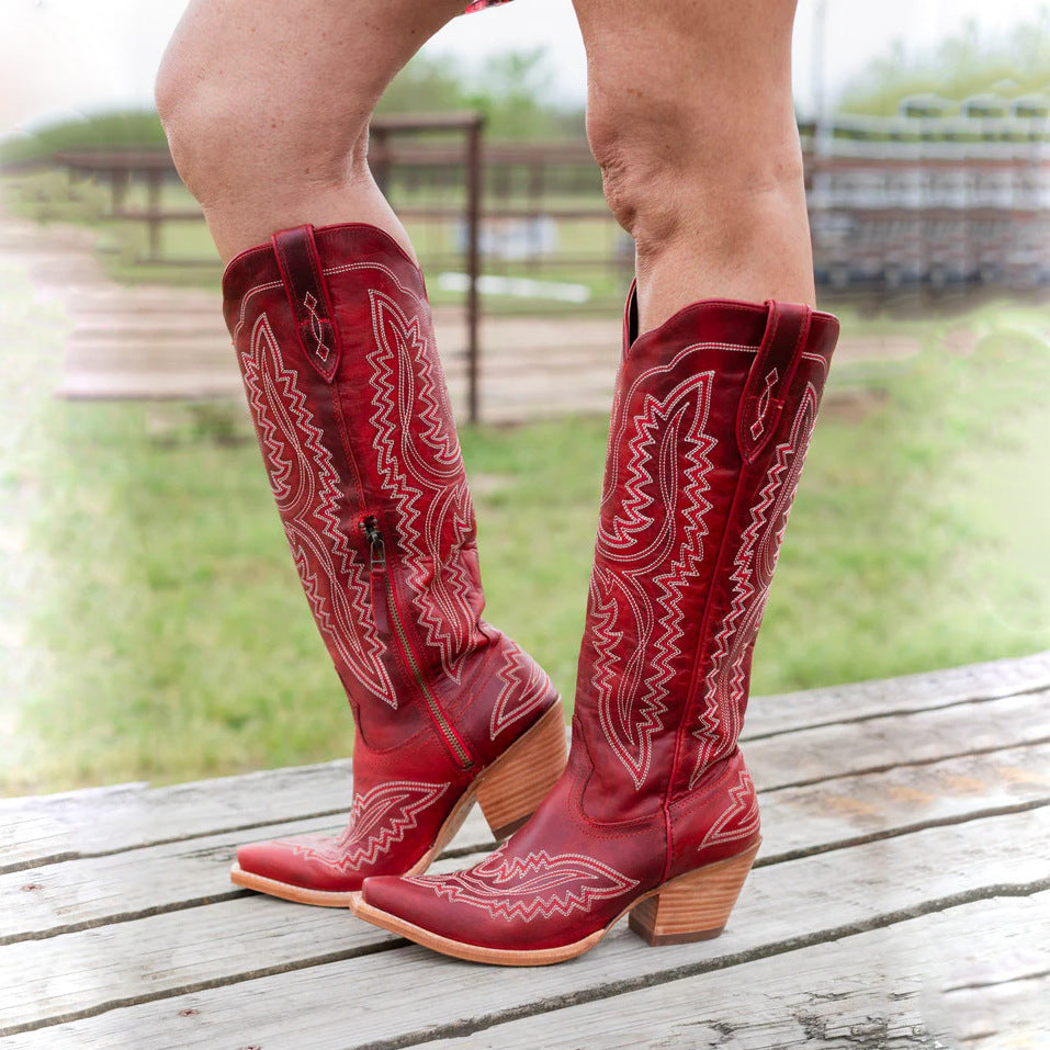 Cowboy Carter Outfits Vintage Embroidered Pointed Toe Western Boots - Eliza-Warszawa