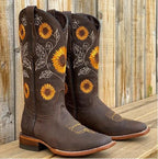 Cowboy Sunflower Embroidered Martin Boots - Eliza-Warszawa