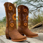 Cowboy Sunflower Embroidered Martin Boots - Eliza-Warszawa