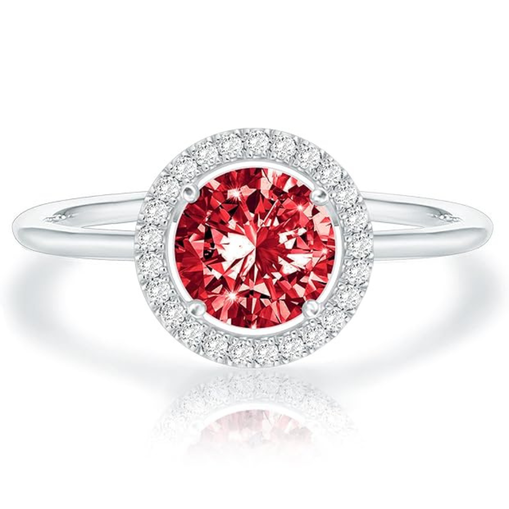 Crimson Glow Promise Ruby Ring | White Gold - Eliza-Warszawa