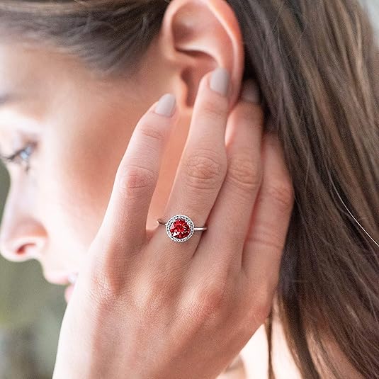 Crimson Glow Promise Ruby Ring | White Gold - Eliza-Warszawa