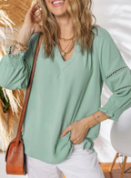 Susan™ | Crochet Trim V-Neck Blouse - Eliza-Warszawa