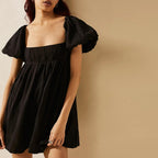 DALAWA™ - Chic Summer Puff Sleeve Square Neck Mini Dress - Eliza-Warszawa