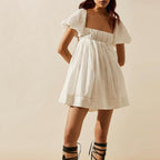 DALAWA™ - Chic Summer Puff Sleeve Square Neck Mini Dress - Eliza-Warszawa