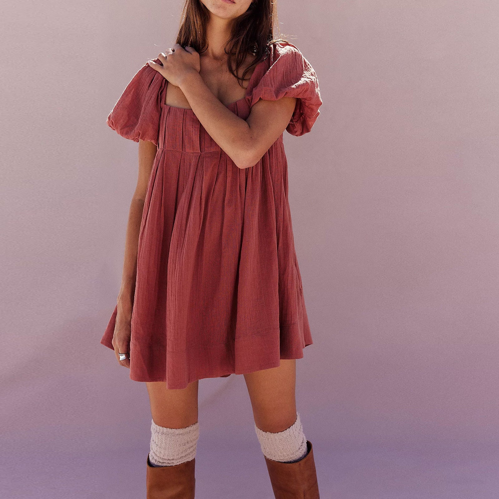 DALAWA™ - Chic Summer Puff Sleeve Square Neck Mini Dress - Eliza-Warszawa