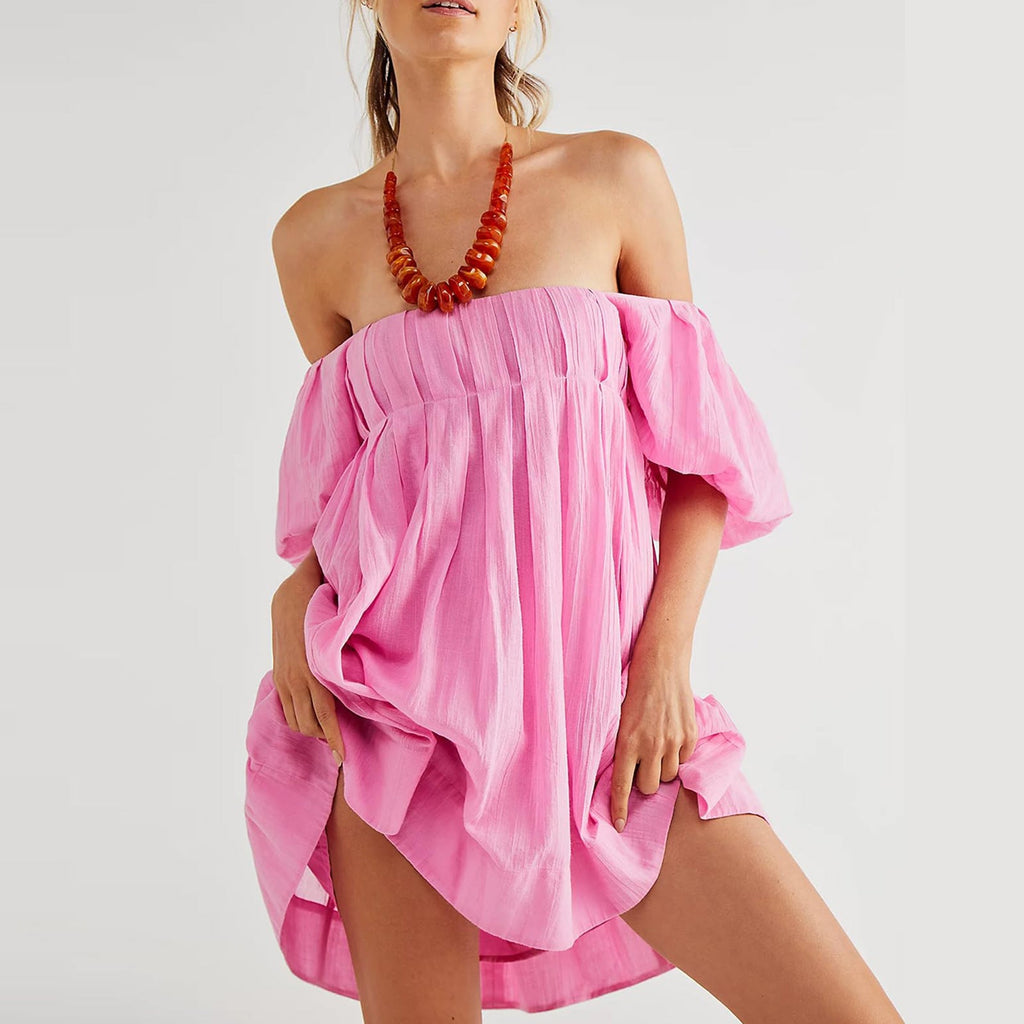 DALAWA™ - Chic Summer Puff Sleeve Square Neck Mini Dress - Eliza-Warszawa