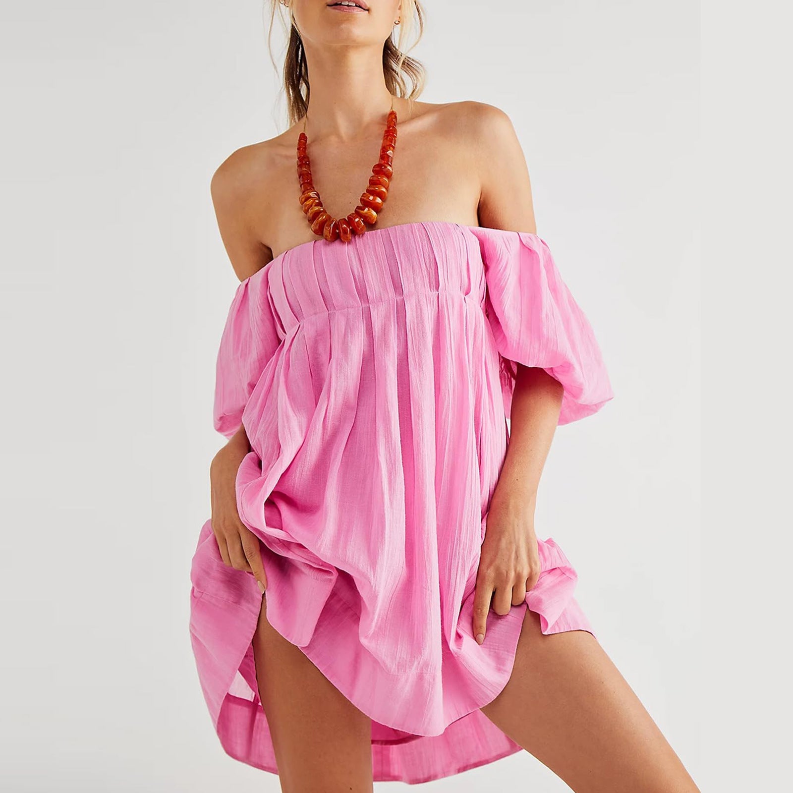 DALAWA™ - Chic Summer Puff Sleeve Square Neck Mini Dress - Eliza-Warszawa