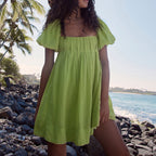 DALAWA™ - Chic Summer Puff Sleeve Square Neck Mini Dress - Eliza-Warszawa