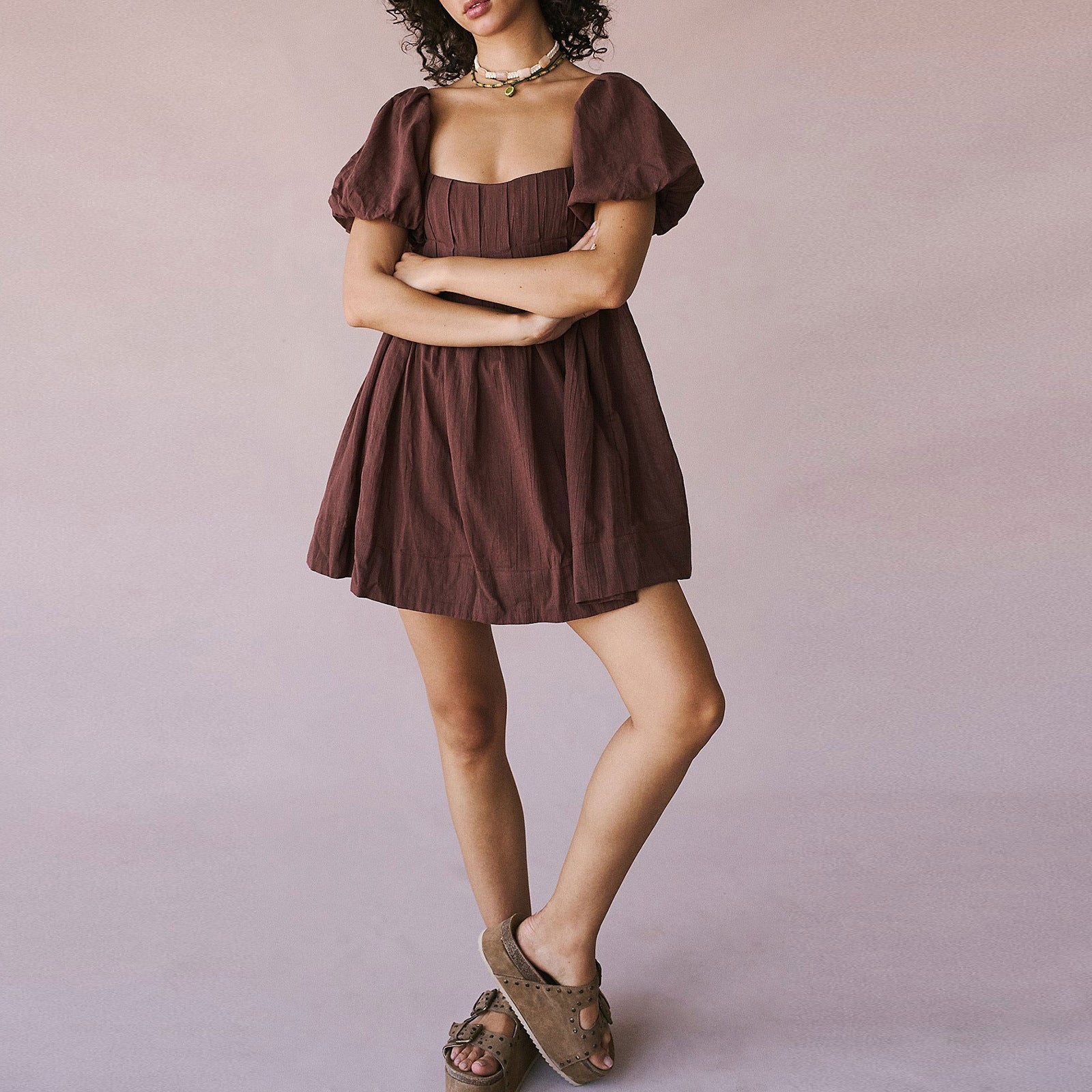 DALAWA™ - Chic Summer Puff Sleeve Square Neck Mini Dress - Eliza-Warszawa