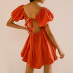 DALAWA™ - Chic Summer Puff Sleeve Square Neck Mini Dress - Eliza-Warszawa