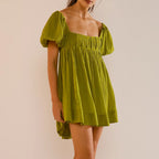 DALAWA™ - Chic Summer Puff Sleeve Square Neck Mini Dress - Eliza-Warszawa